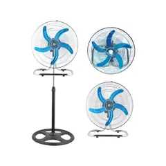 GENERICO - Pack De 02 Ventiladores 5 Aspas Metálico Industrial 3 en 1