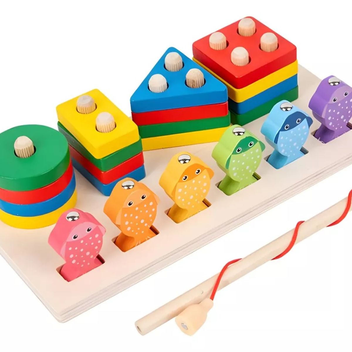 GENERICO - Juego De Pesca Magnético Y Encaje De Madera Juguete Figuras