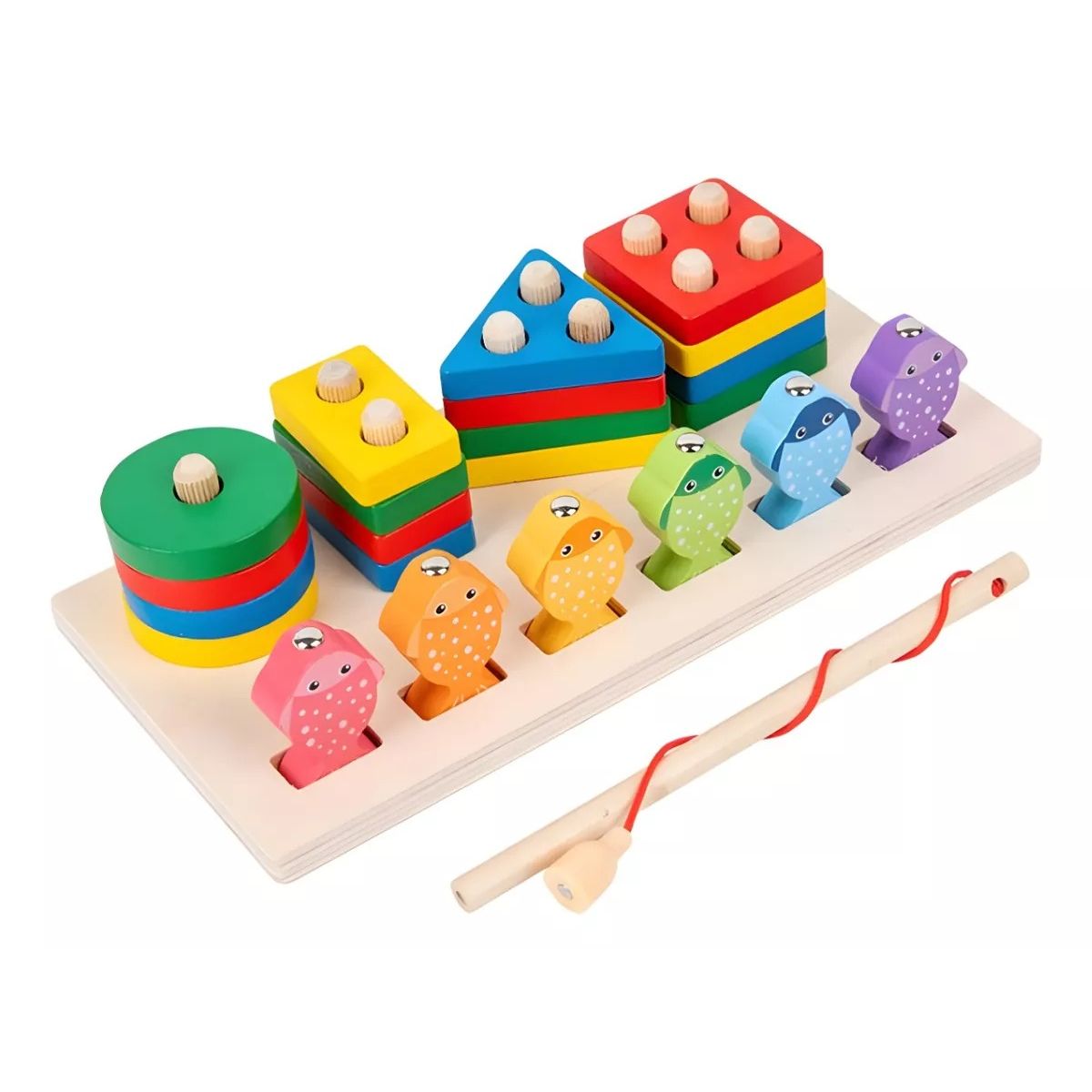 GENERICO - Juego De Pesca Magnético Y Encaje De Madera Juguete Figuras