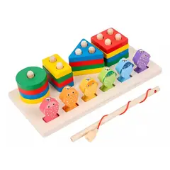 GENERICO - Juego De Pesca Magnético Y Encaje De Madera Juguete Figuras