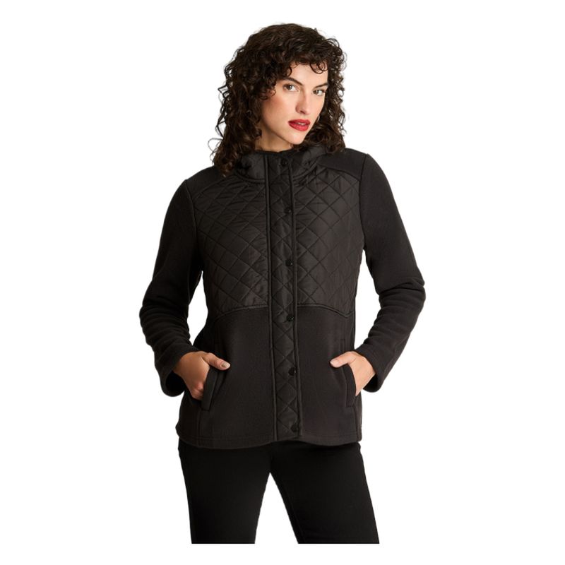 CURVI - Polerón Manga Larga Polar Quilt Básico Negro