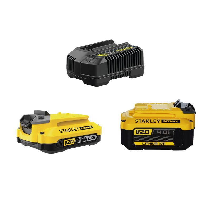 STANLEY - Kit 2 baterías 2Ah/4Ah+ cargador 4Ah 20V STANLEY SCB224CK-B2