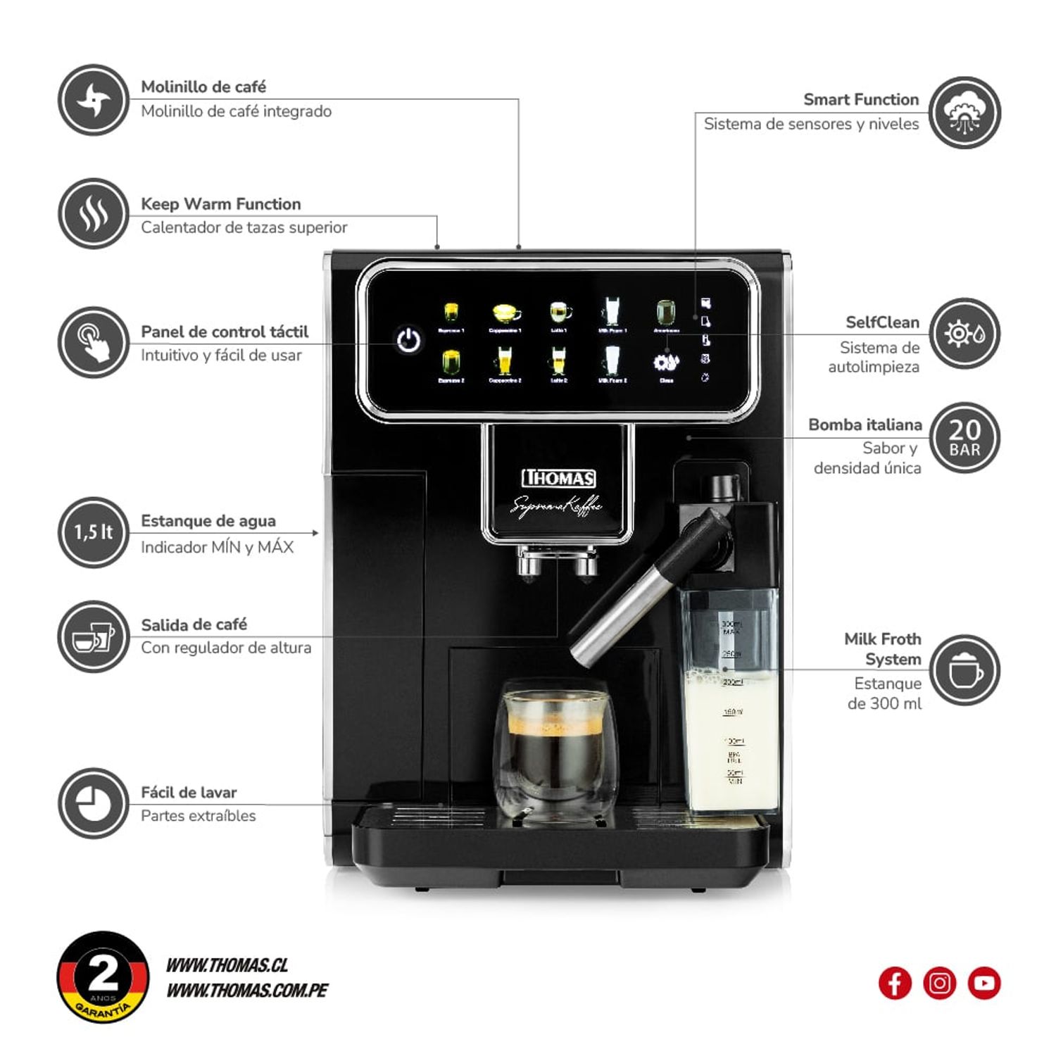 THOMAS Cafetera Automática SupremaKaffee TH-175DML | falabella.com