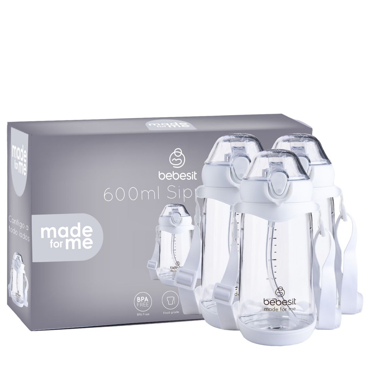 BEBESIT - Vaso de entrenamiento Pack x 3 600ml Antiderrame 12M+