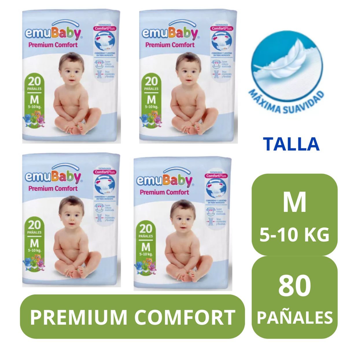 EMUBABY - Pañal Emubaby Comfort M X4