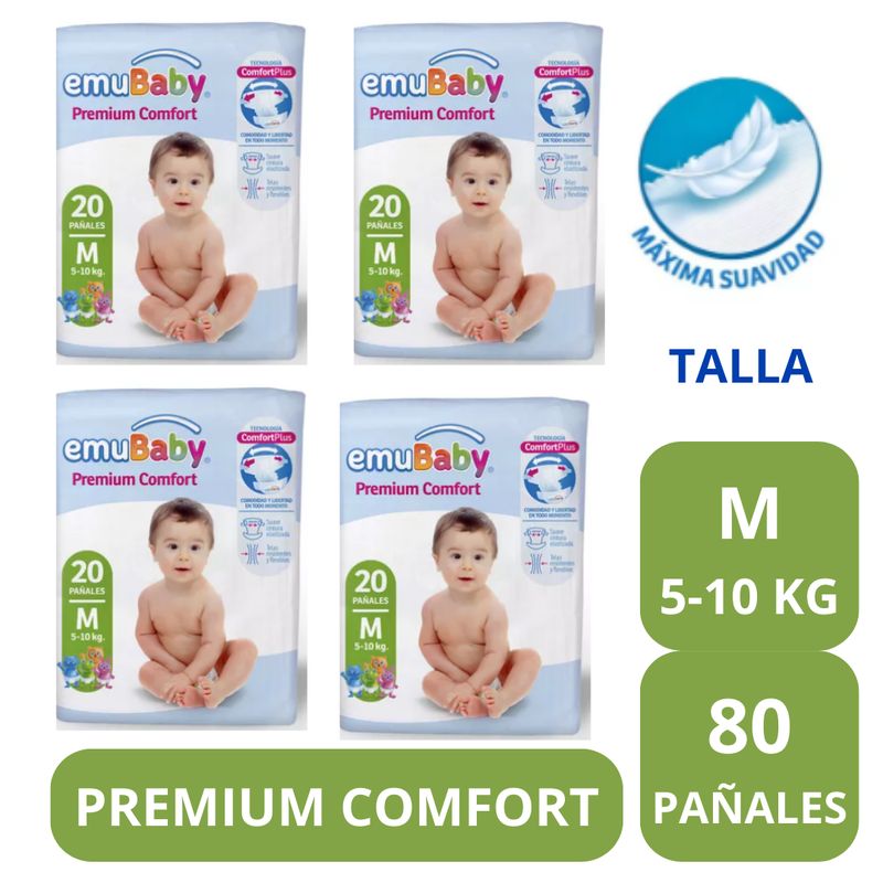 EMUBABY - Pañal Emubaby Comfort M X4