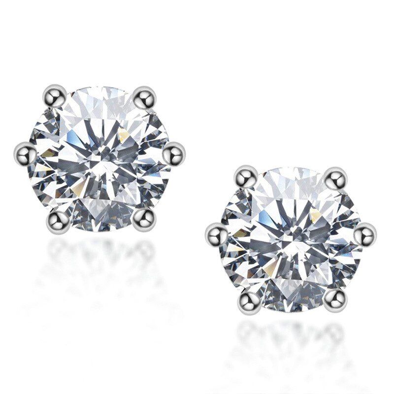 LUXURYJOYAS - Aros Punto Luz 6mm De Moissanita baño Oro blanco Con Certificado