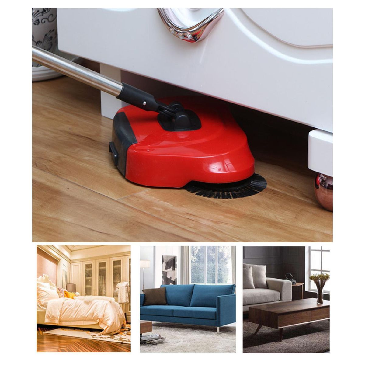 MOVI - Escoba Aspiradora y Barredora Manual 3 en 1