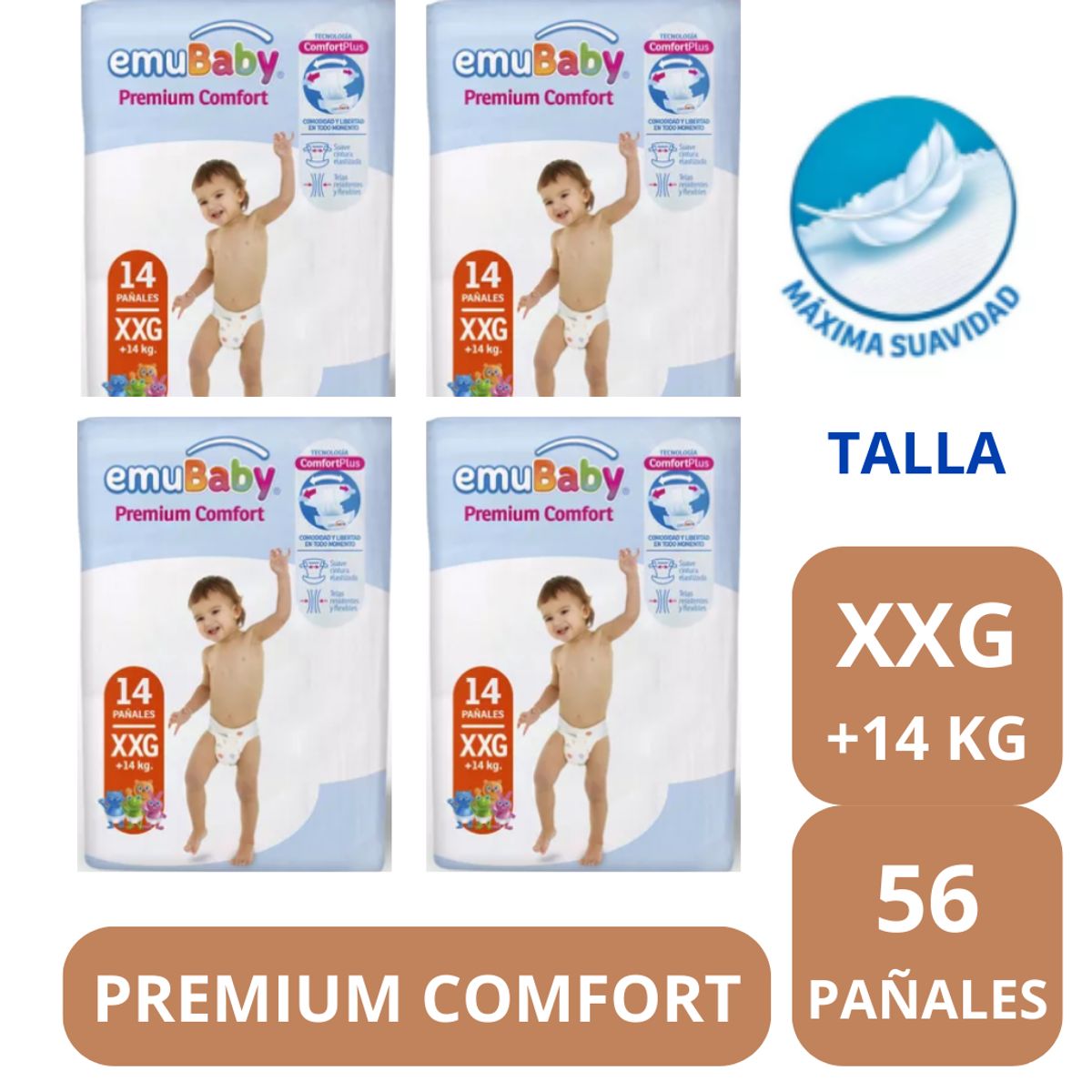 EMUBABY - Pañal Emubaby Comfort XXG X4