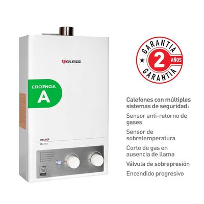 Imagen 2 del producto CALEFON 13LT GAS NATURAL MASTER TIRO FORZADOR