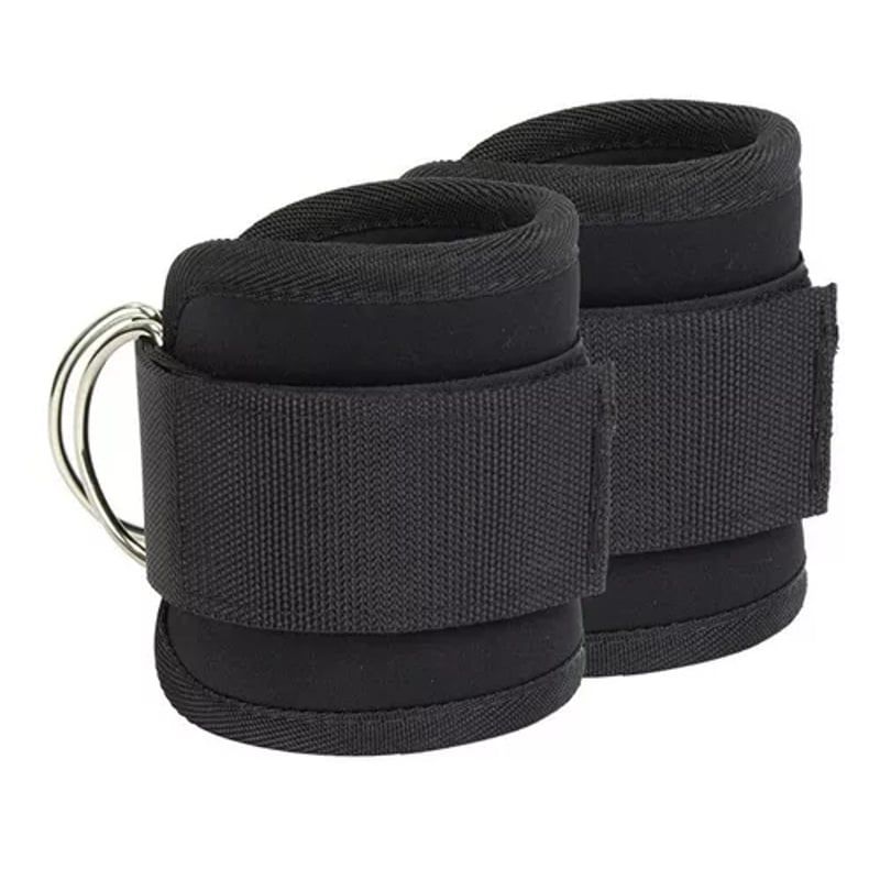 GENERICO - Pack De 2 Tobilleras Para Polea Negra Enganche Gym Glúteos