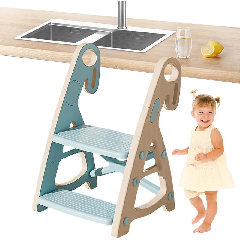 WAKESHOME - Mini Escalera para Niños Taburete de Dos Escalones