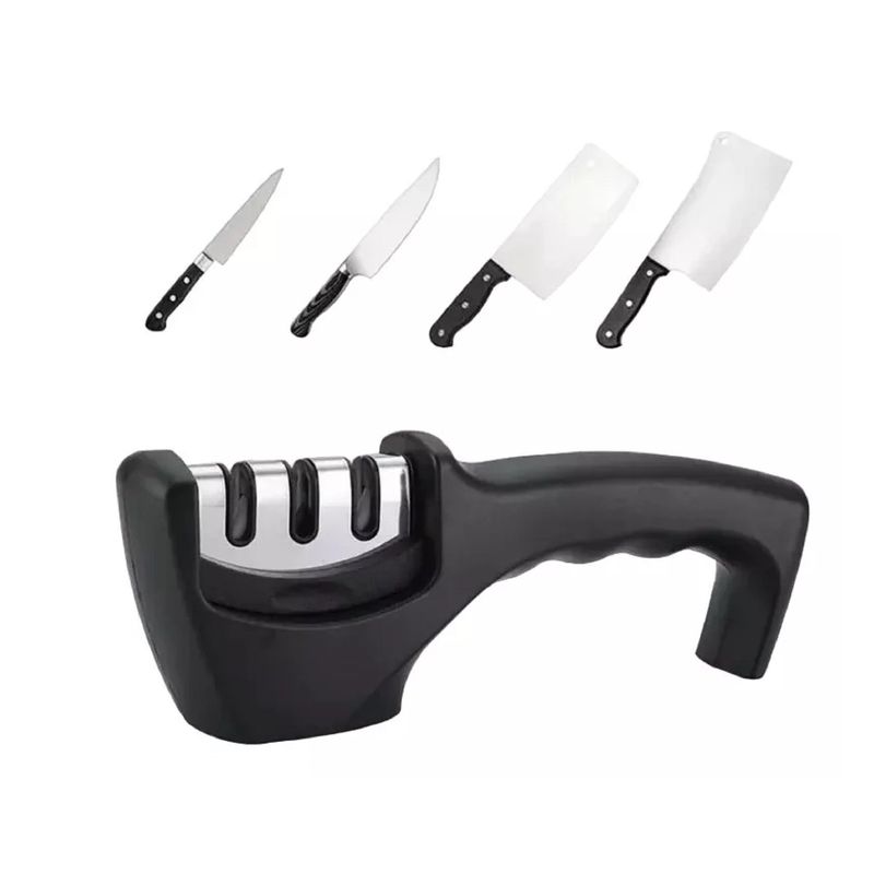 GENERICO - Afilador De Cuchillo Tijera Cocina 3 Etapas Acero Y Cerámica