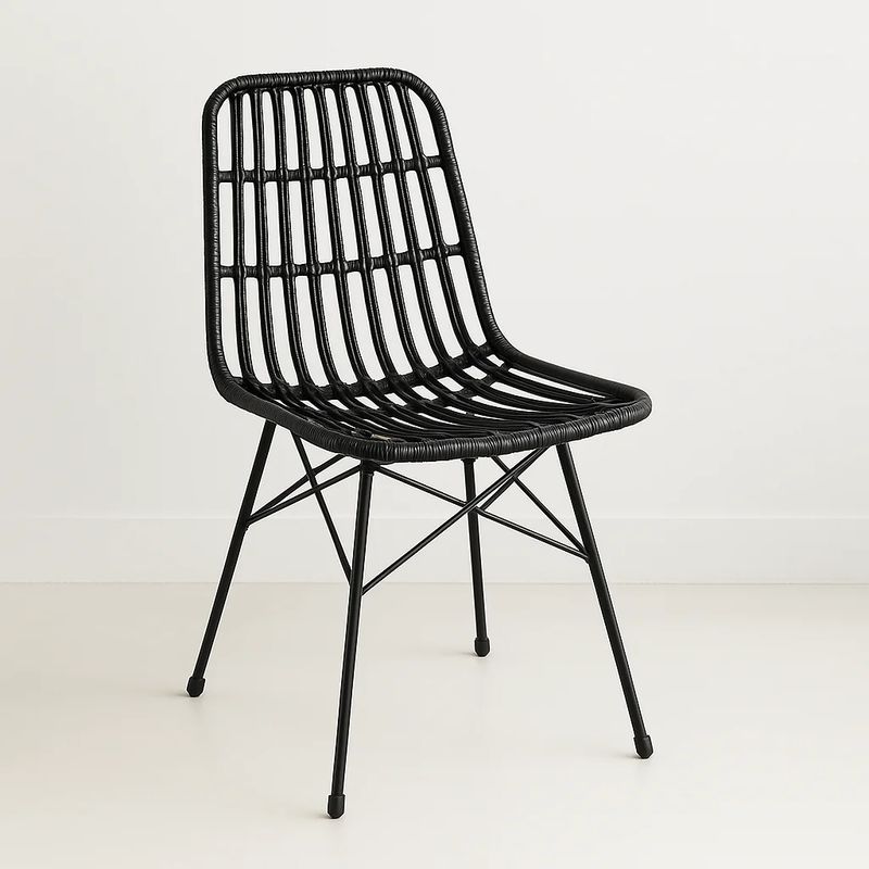 KLIK - Silla de Comedor Terraza Rattan Grecia Color Negro - Negro