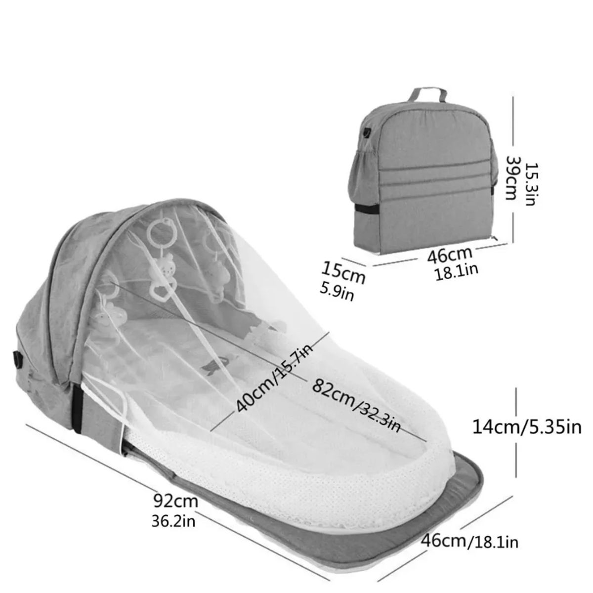 MUNDO MAGIA - Cama Para Bebé Recién Nacido Plegable Mosquitera