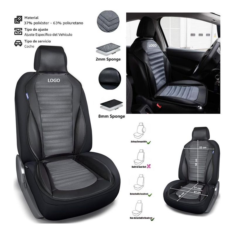 GENERICO - Funda Completa para Asiento de Auto en Tela y Cuerina