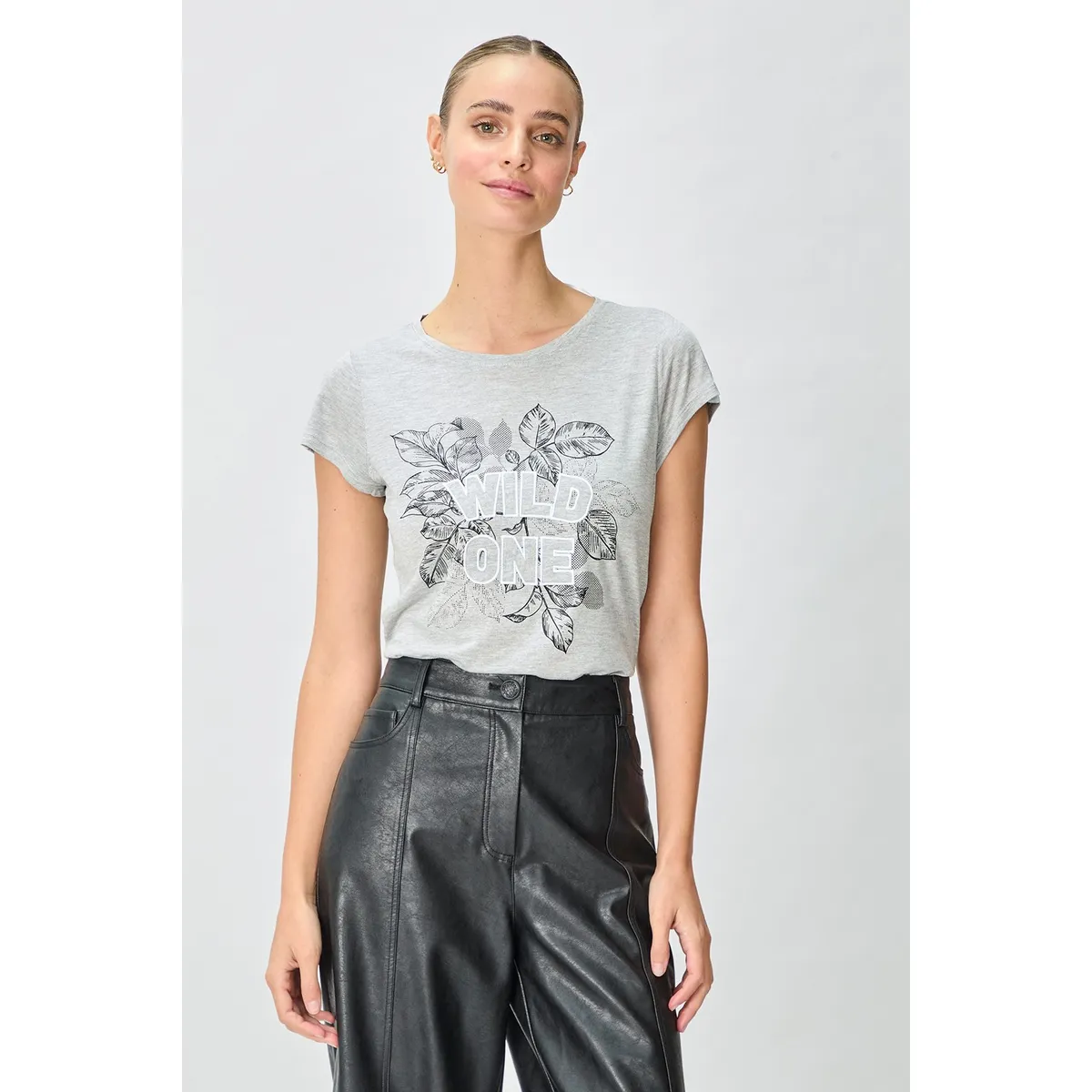 IO - Polera Manga Corta Gris Mujer Io