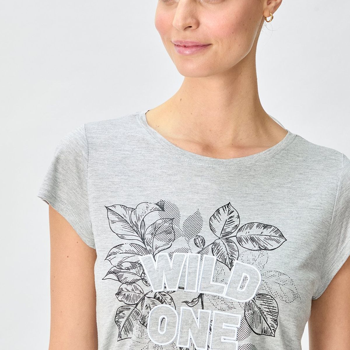 IO - Polera Manga Corta Gris Mujer Io