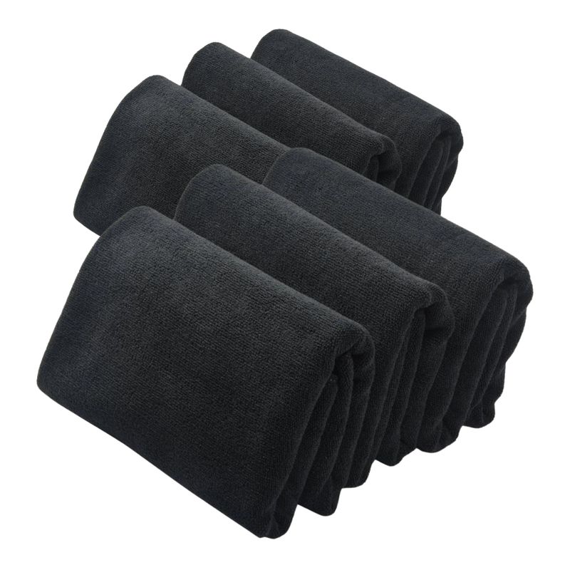 GENERICO - Pack 6 Toallas Negra Peluqueria Barberia Spa Gym 80x40 cm