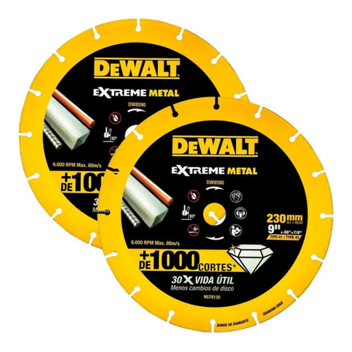 DEWALT - Pack 2 Discos Abrasivos Corte Diamantado 9  Dewalt Dw8590 X2