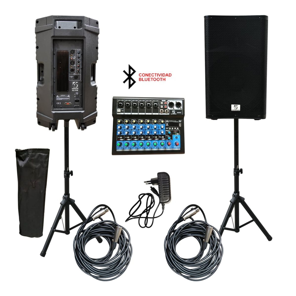 CIPRIANI - KIT AMPLIFICACION MIXER 8 CAN+ 2 CAJAS ACTIVA + BLUETOOTH CIPRIANI