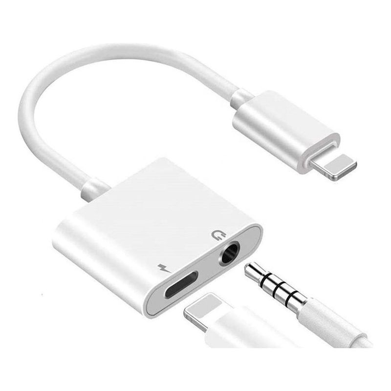GENERICO - Adaptador 2 en 1 para cargar y escuchar música en iPhone