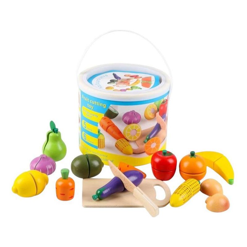 GENERICO - Juego de Corte de Frutas de Madera para Aprender y Jugar