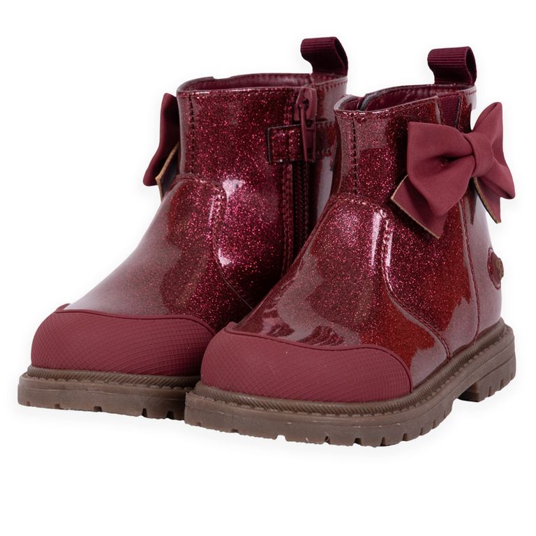 Botin Bebe Nina Burdeo Rojo 19