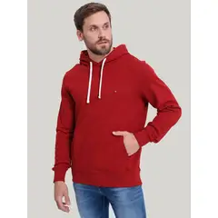TOMMY HILFIGER - Polerón Hoodie Con Logo Bordado Rojo