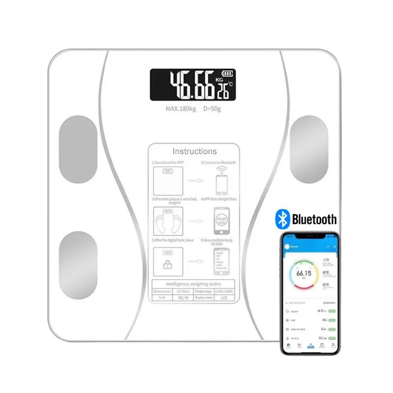 IMPORTCLICK - Pesa Balanza Electrónica Bluetooth 27 CM Blanco - Blanco