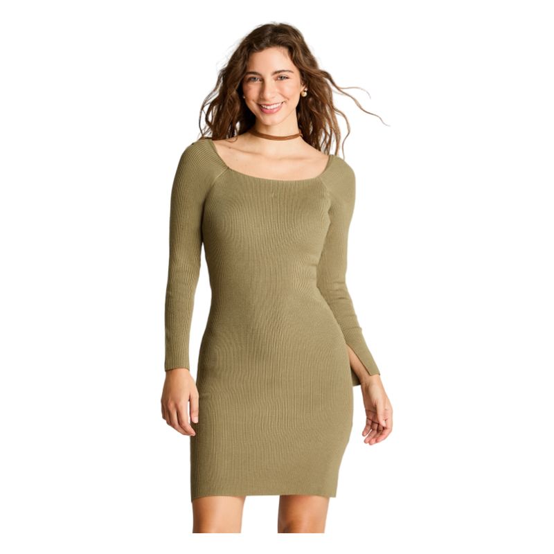 ACUARELA - Vestido Lanilla Rib Verde