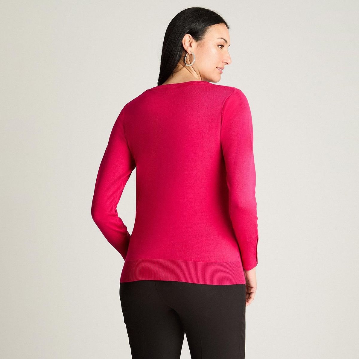 LORENZO DI PONTTI - Sweater Manga Larga Escote V Magenta