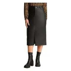 CURVI - Falda Pu Con Detalle De Tachas Midi Negro
