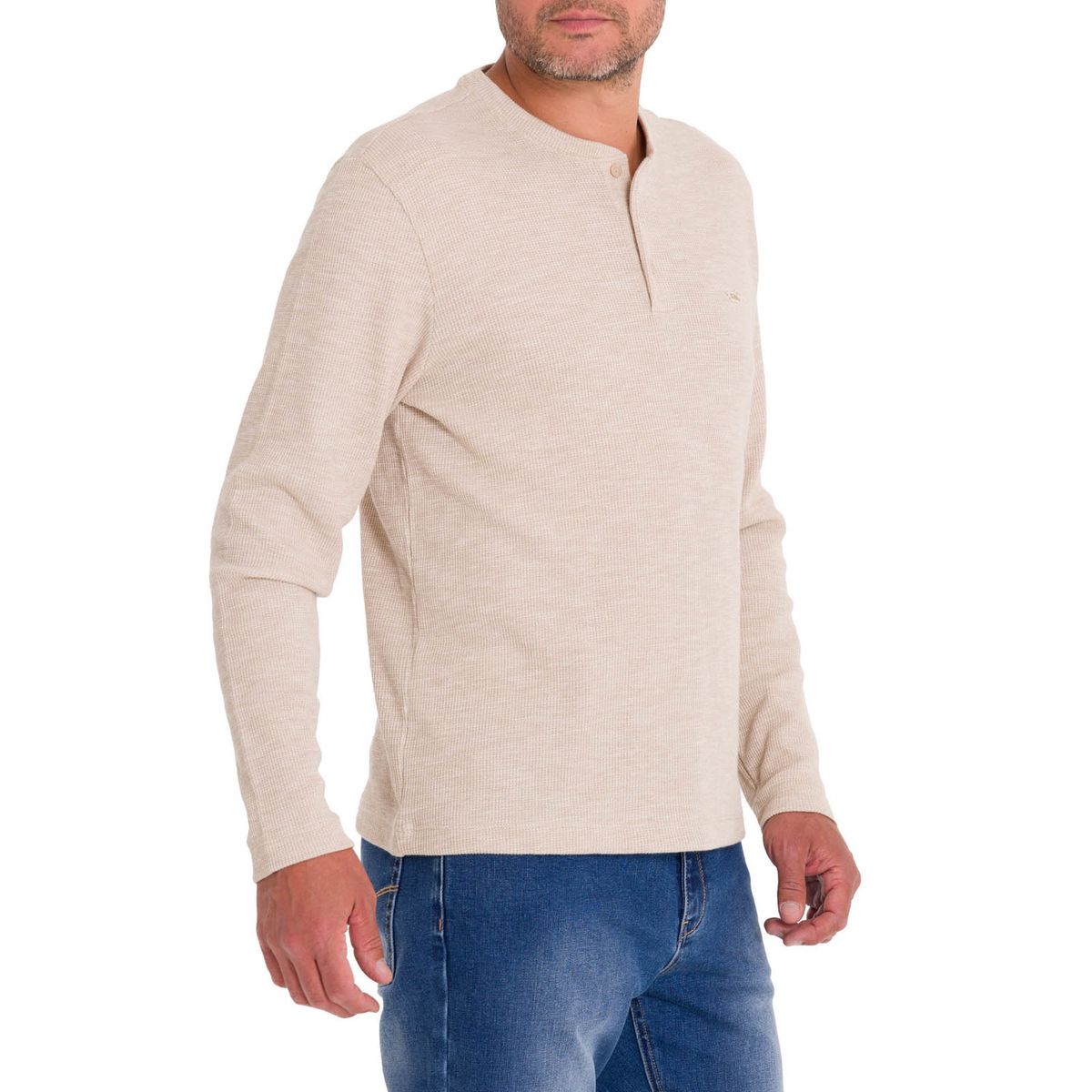 ROCKFORD - Polera Algodón Orgánico Hombre Wafle Beige ROCKFORD