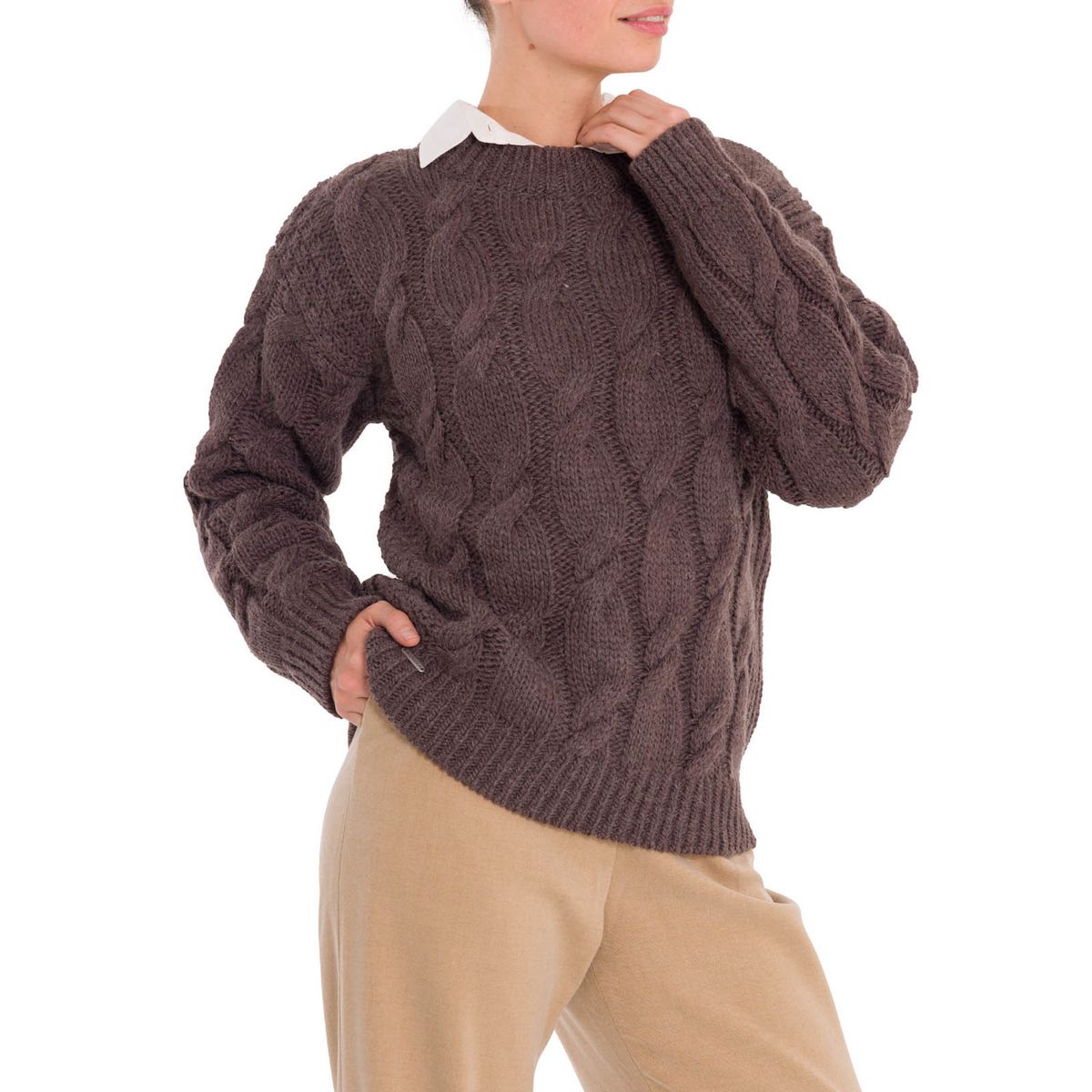 ROCKFORD - Chaleco Fibras Naturales Mujer Rumany Café ROCKFORD
