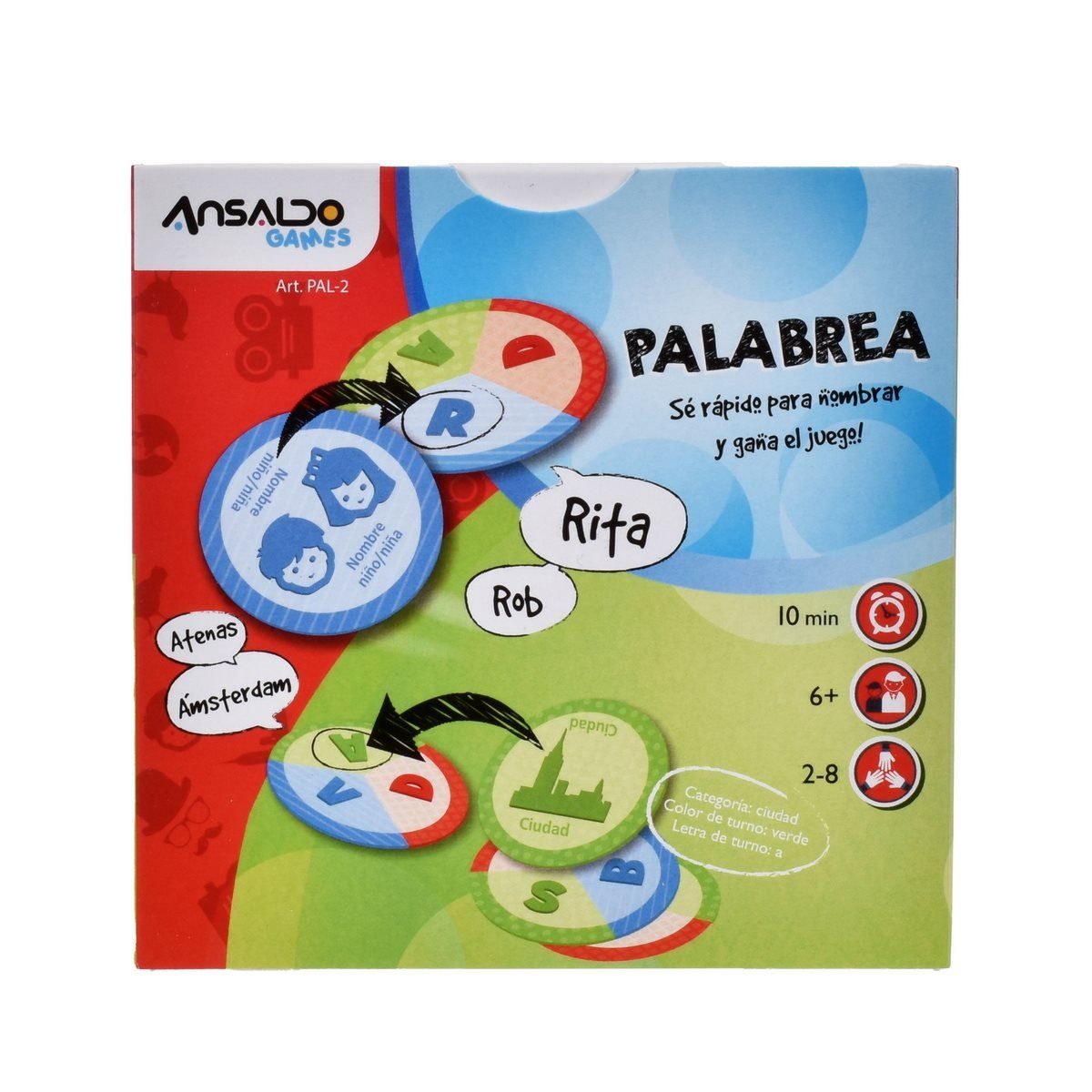 ANSALDO GAMES - Juego de destreza 2 a 8 jugadores cartas