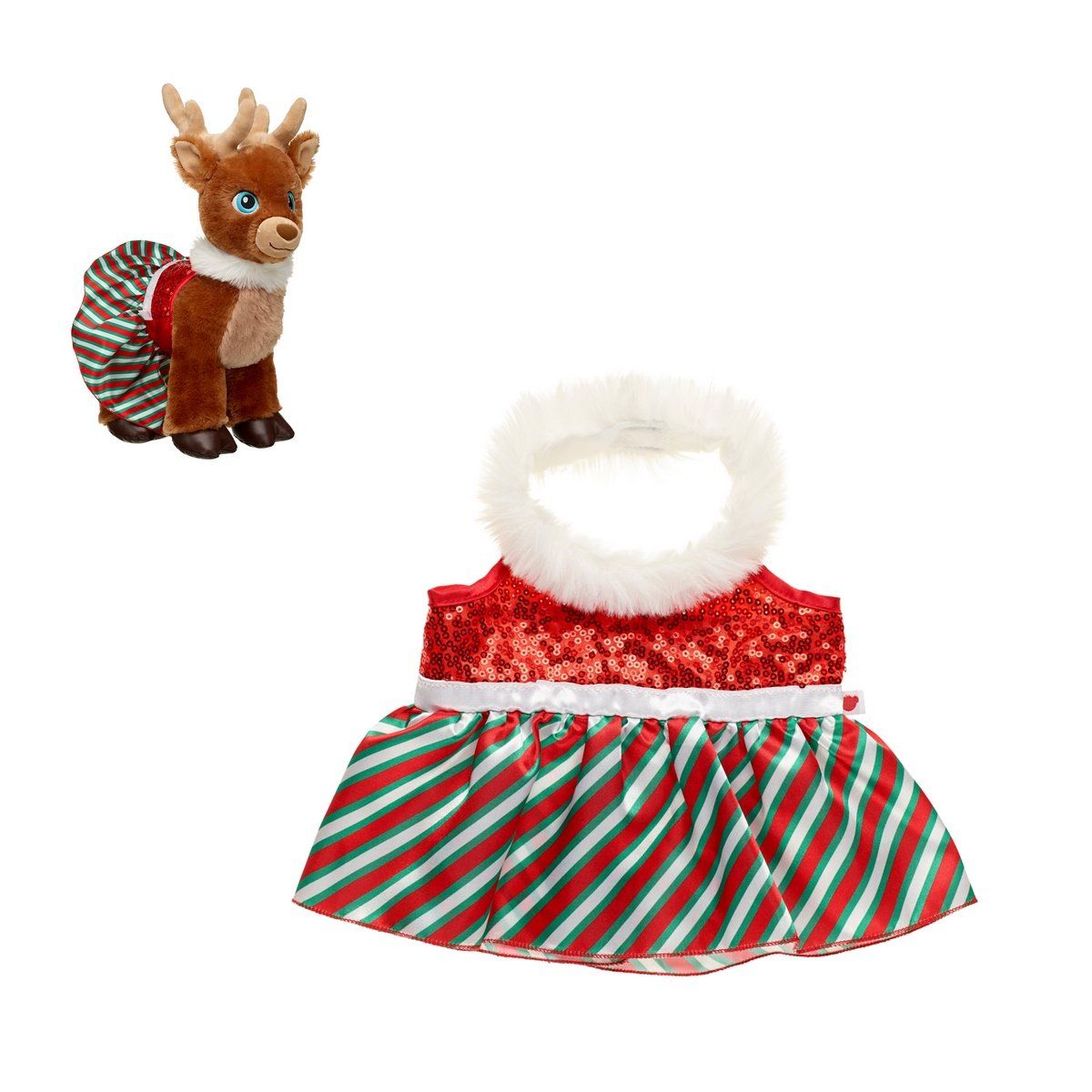 BUILD A BEAR - Vestido Build A Bear colección Merry Mision verde rojo