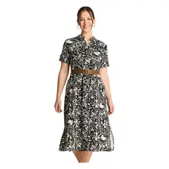 CURVI - Vestido Midi Estampado Negro