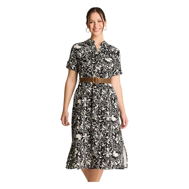 CURVI - Vestido Midi Estampado Negro
