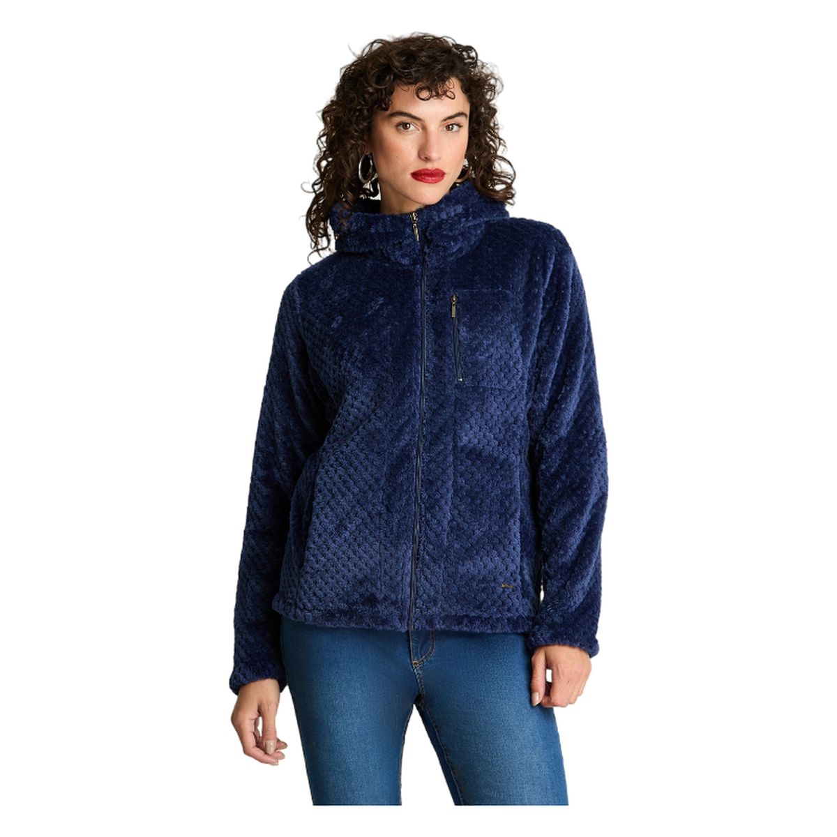CURVI - Polerón Manga Larga Polar Waffle Azul