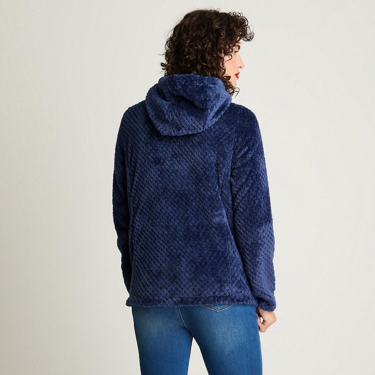 CURVI - Polerón Manga Larga Polar Waffle Azul