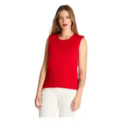 LORENZO DI PONTTI - Polera Lanialla Escote Redondo Sin Mangas Rojo