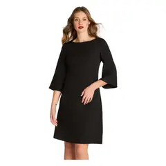LORENZO DI PONTTI - Vestido Manga 3/4 Escote V Negro