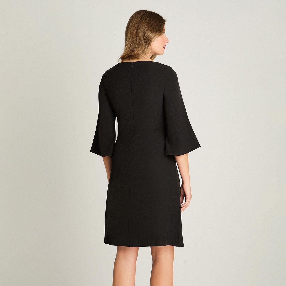 LORENZO DI PONTTI - Vestido Manga 3/4 Escote V Negro