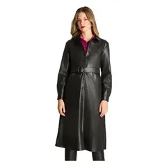 LORENZO DI PONTTI - Vestido De Eco Cuero Con Botones Y Cinturón Negro