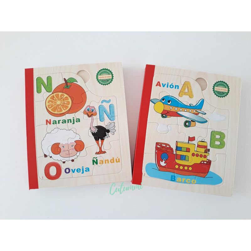 GENERICO - Libros de Madera para Abecedario y Rompecabezas Divertido