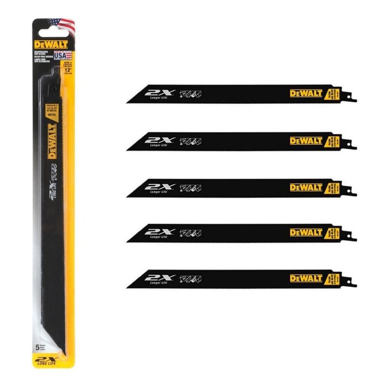 DEWALT - Set 5 Hojas De Sierra Sable Dewalt Dwa41812 – 12 – Bimetal