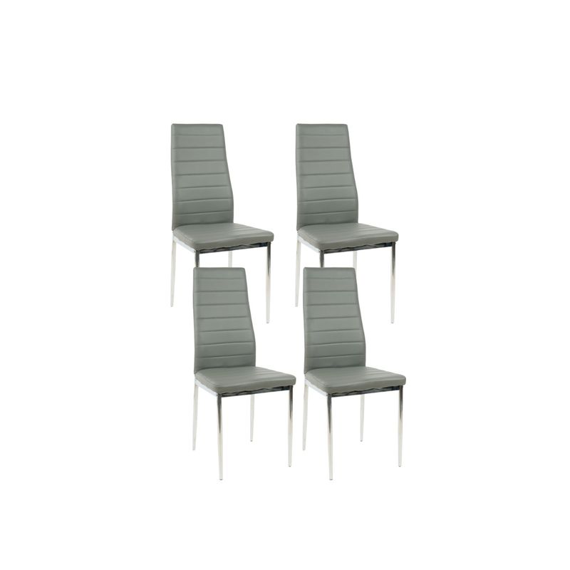 GENERICO - Pack 4 Sillas Dining Liana con patas cromadas - Gris