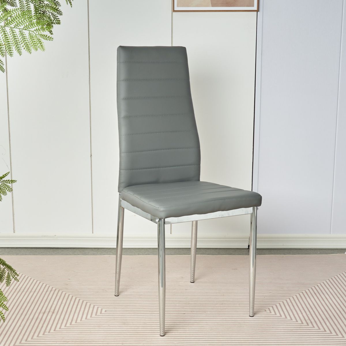 GENERICO - Pack 4 Sillas Dining Liana con patas cromadas - Gris