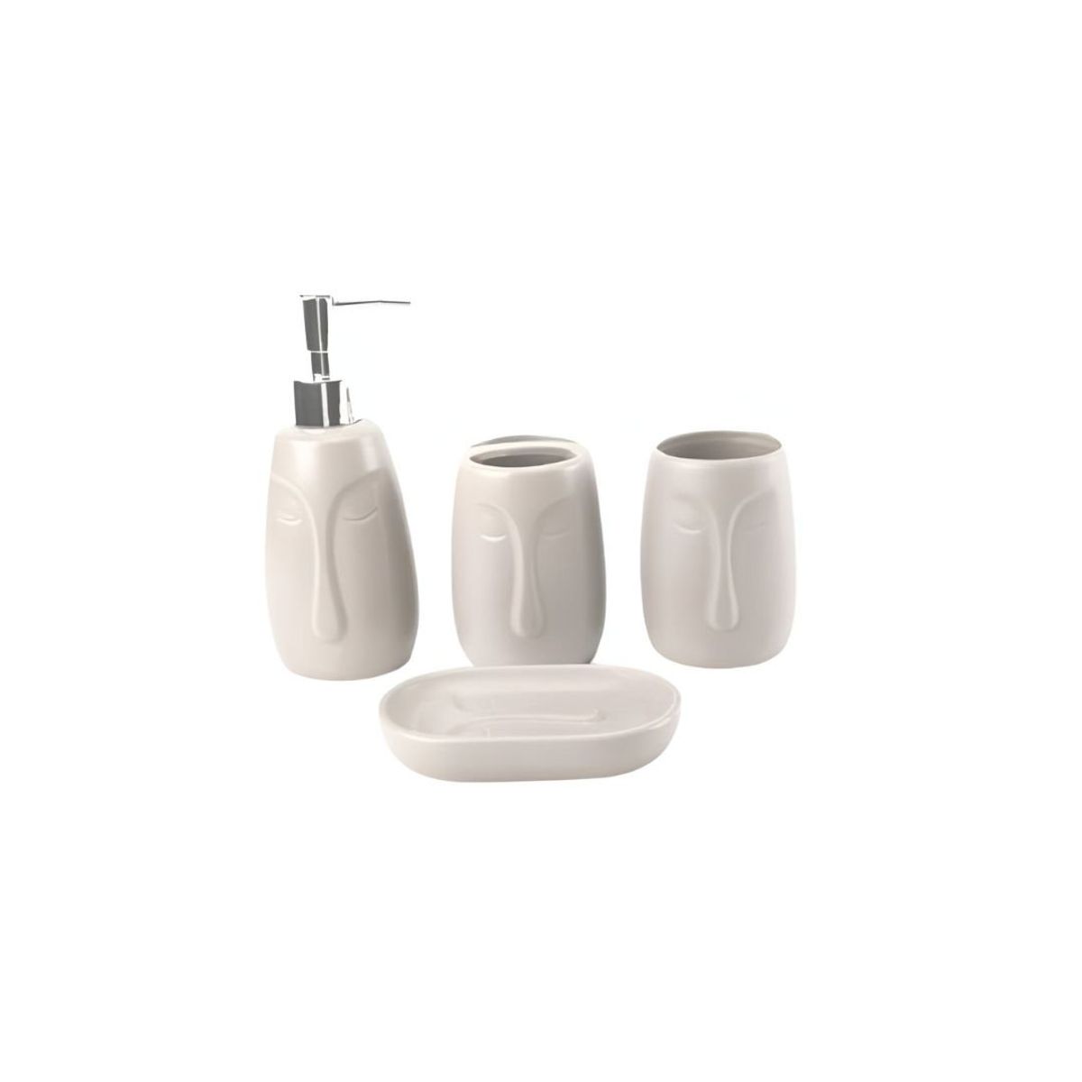 GENERICO - Juego de Accesorios de Cerámica Para Baño 4 Piezas - Nórdico